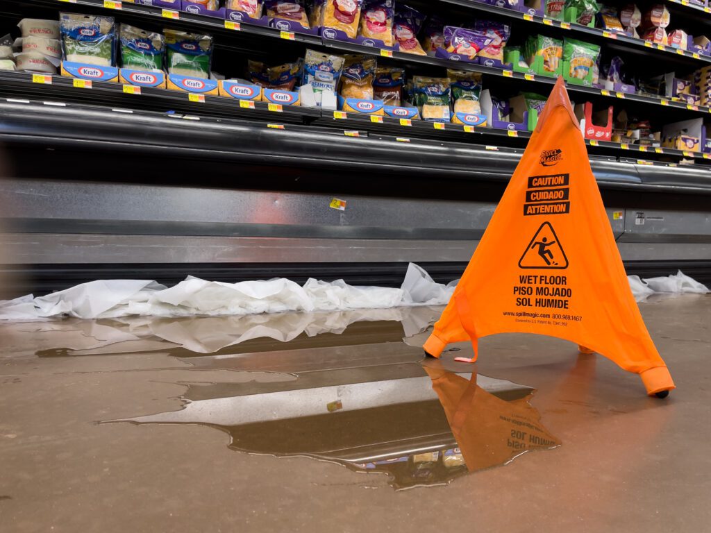 wet floor at a store